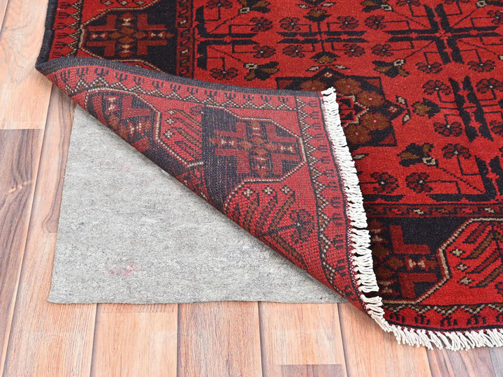 4'1" x 6'3" New Hand Knotted Red Wool Rectangle Oriental Rug - MOA10285110
