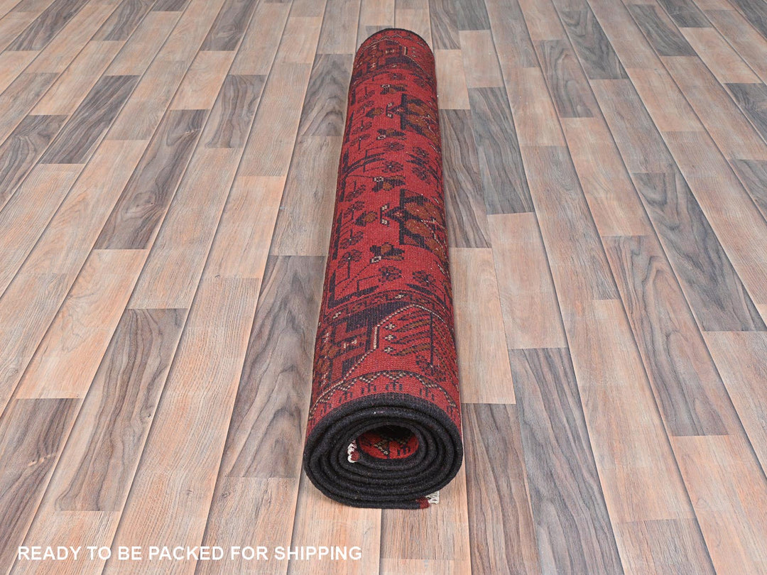 4'1" x 6'3" New Hand Knotted Red Wool Rectangle Oriental Rug - MOA10285110
