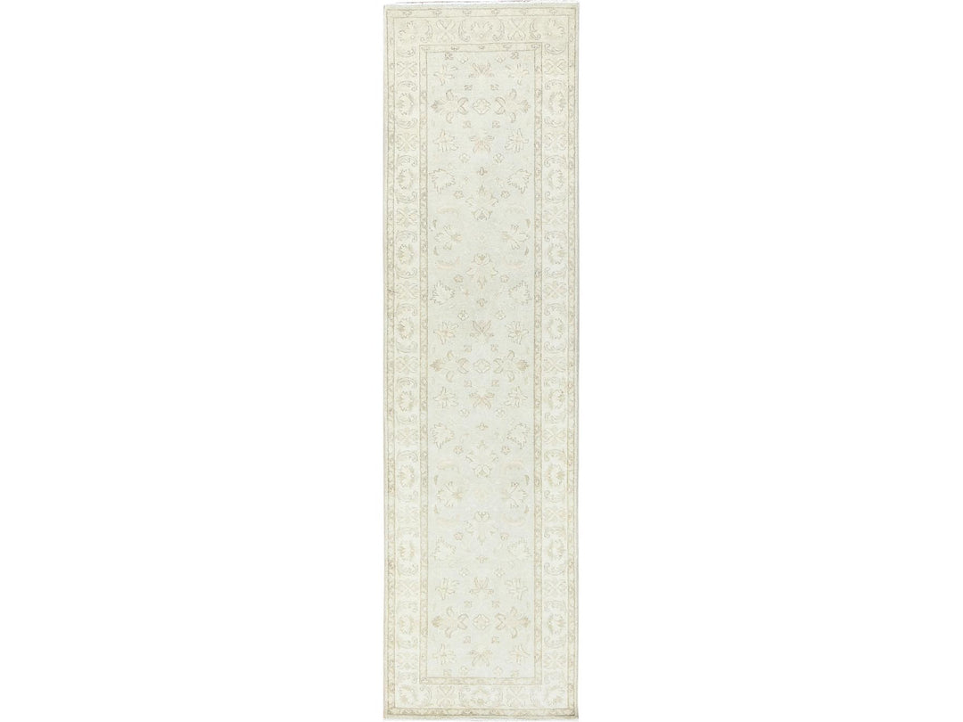 2'8" x 9'9" New Hand Knotted Ivory Wool Runner Oriental Rug - MOA10285215