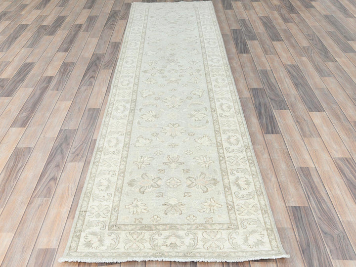 2'8" x 9'9" New Hand Knotted Ivory Wool Runner Oriental Rug - MOA10285215