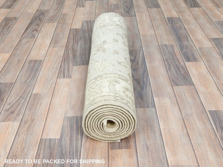 2'8" x 9'9" New Hand Knotted Ivory Wool Runner Oriental Rug - MOA10285215