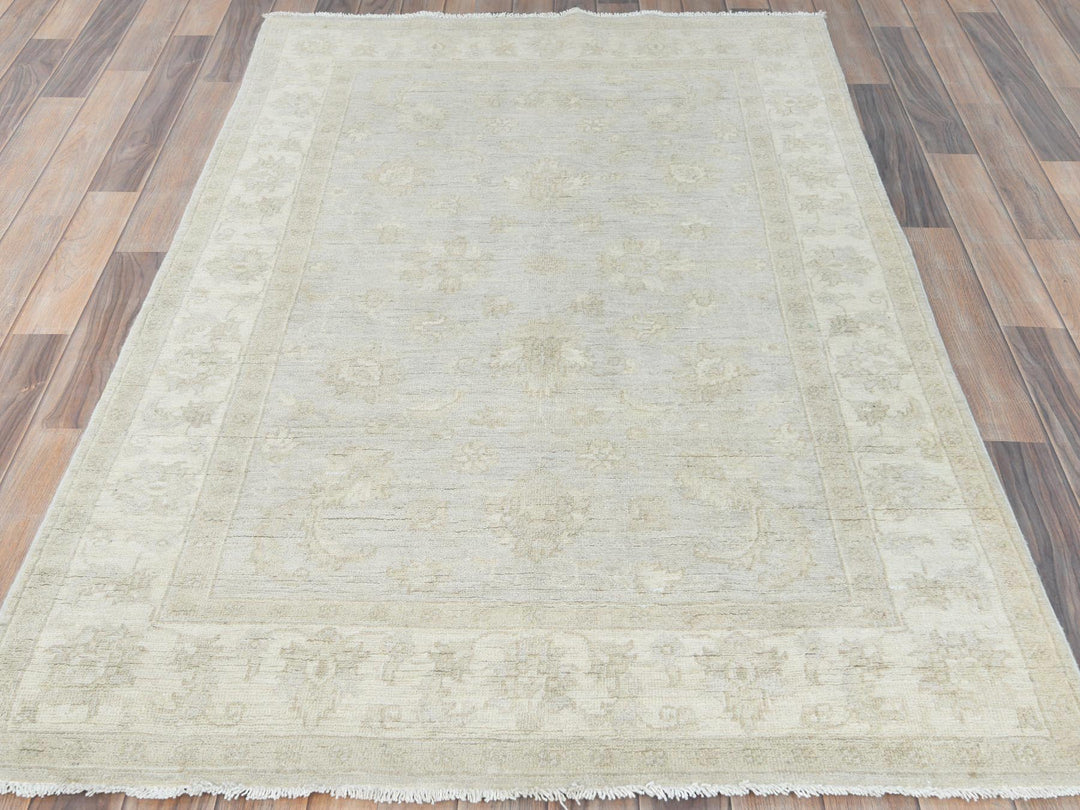 4'0" x 5'10" New Hand Knotted Ivory Wool Rectangle Oriental Rug - MOA10285216