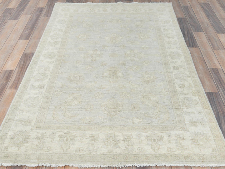 4'0" x 5'10" New Hand Knotted Ivory Wool Rectangle Oriental Rug - MOA10285216