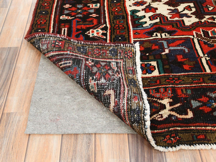 6'8" x 9'3" Vintage Hand Knotted Red Wool Rectangle Oriental Rug - MOA10285237