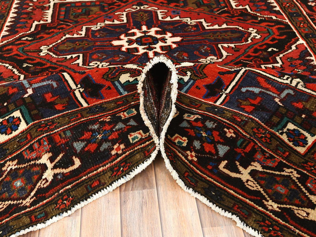 6'8" x 9'3" Vintage Hand Knotted Red Wool Rectangle Oriental Rug - MOA10285237