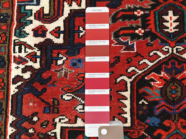 6'8" x 9'3" Vintage Hand Knotted Red Wool Rectangle Oriental Rug - MOA10285237
