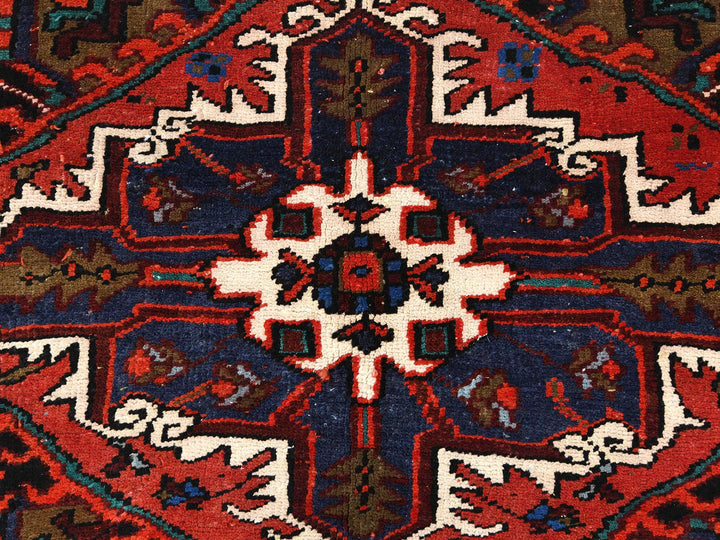 6'8" x 9'3" Vintage Hand Knotted Red Wool Rectangle Oriental Rug - MOA10285237