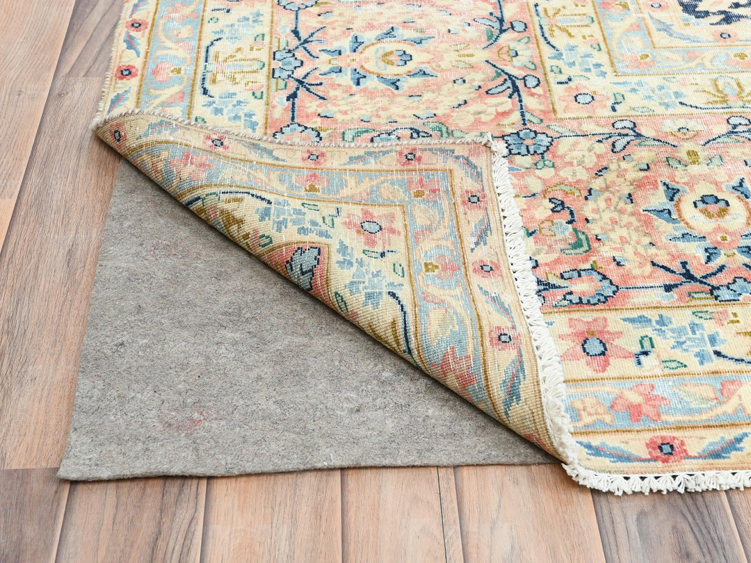 11'7" x 15'9" Vintage Hand Knotted Blue Wool Rectangle Oriental Rug - MOA10285272
