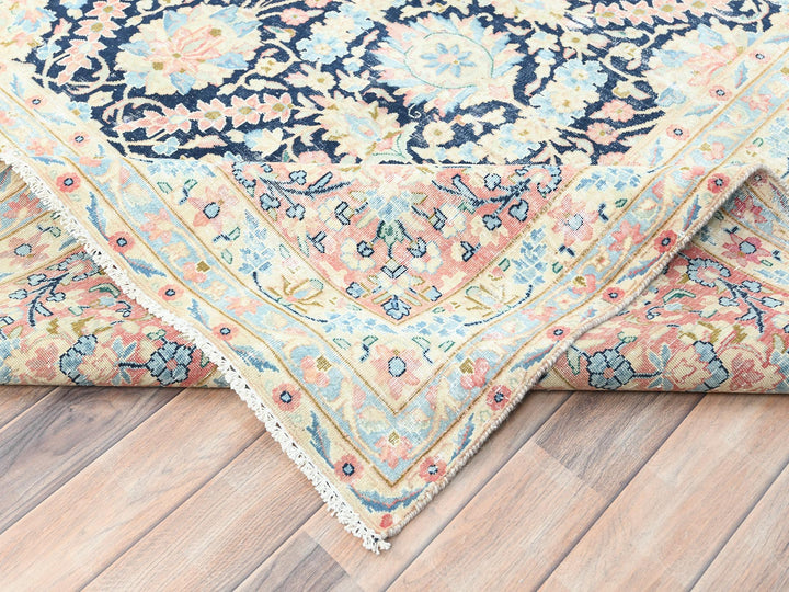 11'7" x 15'9" Vintage Hand Knotted Blue Wool Rectangle Oriental Rug - MOA10285272