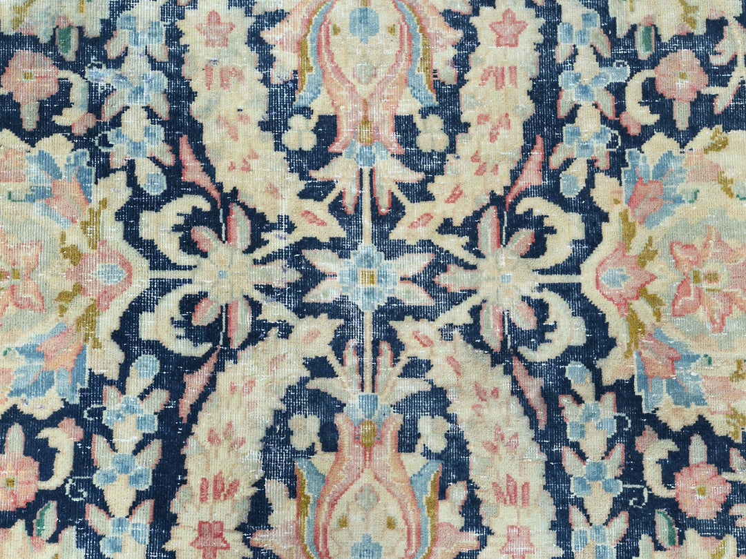 11'7" x 15'9" Vintage Hand Knotted Blue Wool Rectangle Oriental Rug - MOA10285272