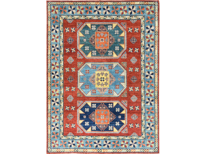 9'0" x 12'2" New Hand Knotted Red Wool Rectangle Oriental Rug - MOA10285299