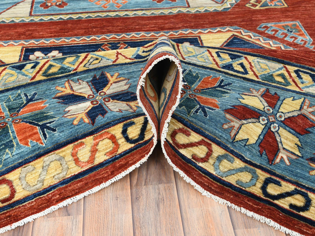 9'0" x 12'2" New Hand Knotted Red Wool Rectangle Oriental Rug - MOA10285299