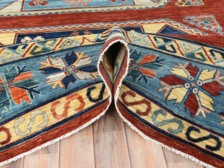 9'0" x 12'2" New Hand Knotted Red Wool Rectangle Oriental Rug - MOA10285299