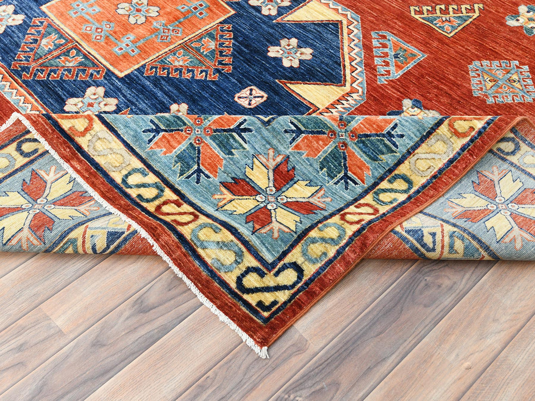 9'0" x 12'2" New Hand Knotted Red Wool Rectangle Oriental Rug - MOA10285299