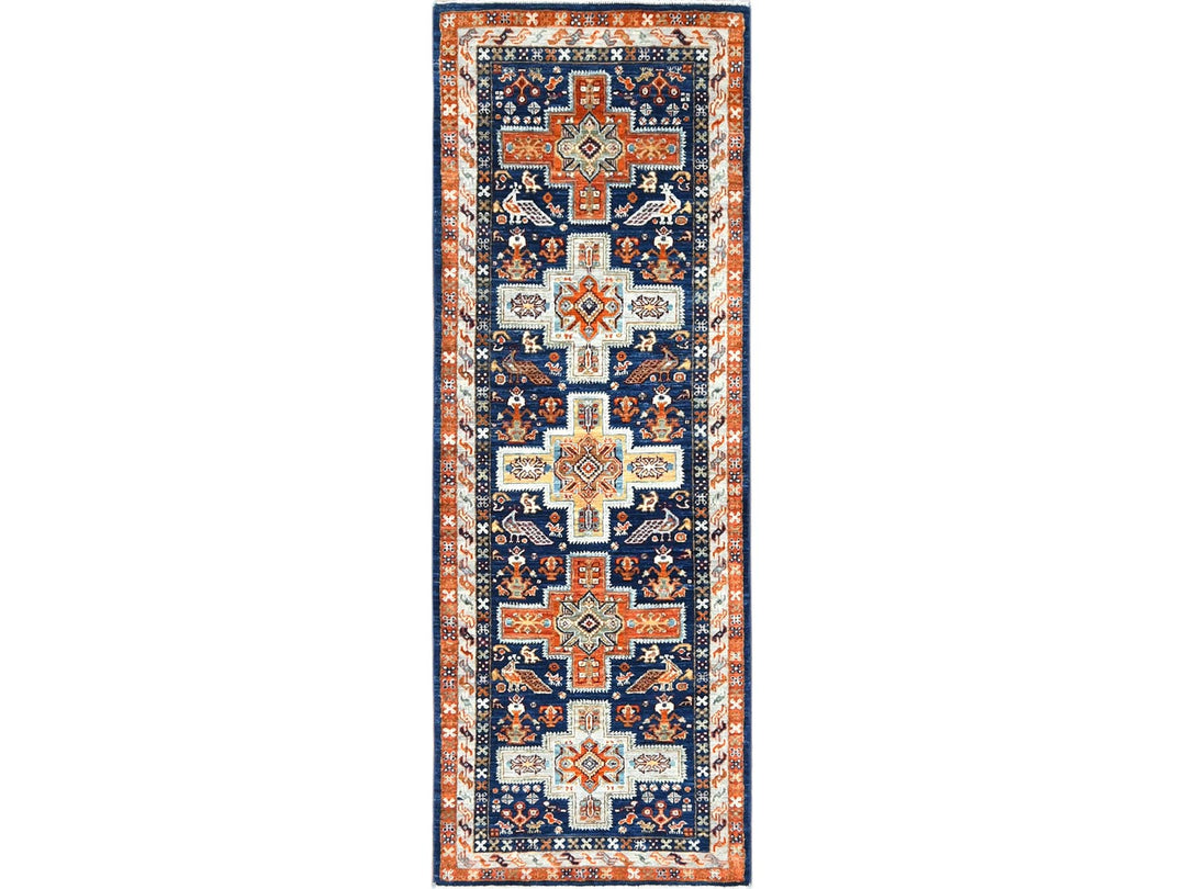 2'1" x 5'10" New Hand Knotted Blue Wool Runner Oriental Rug - MOA10285306