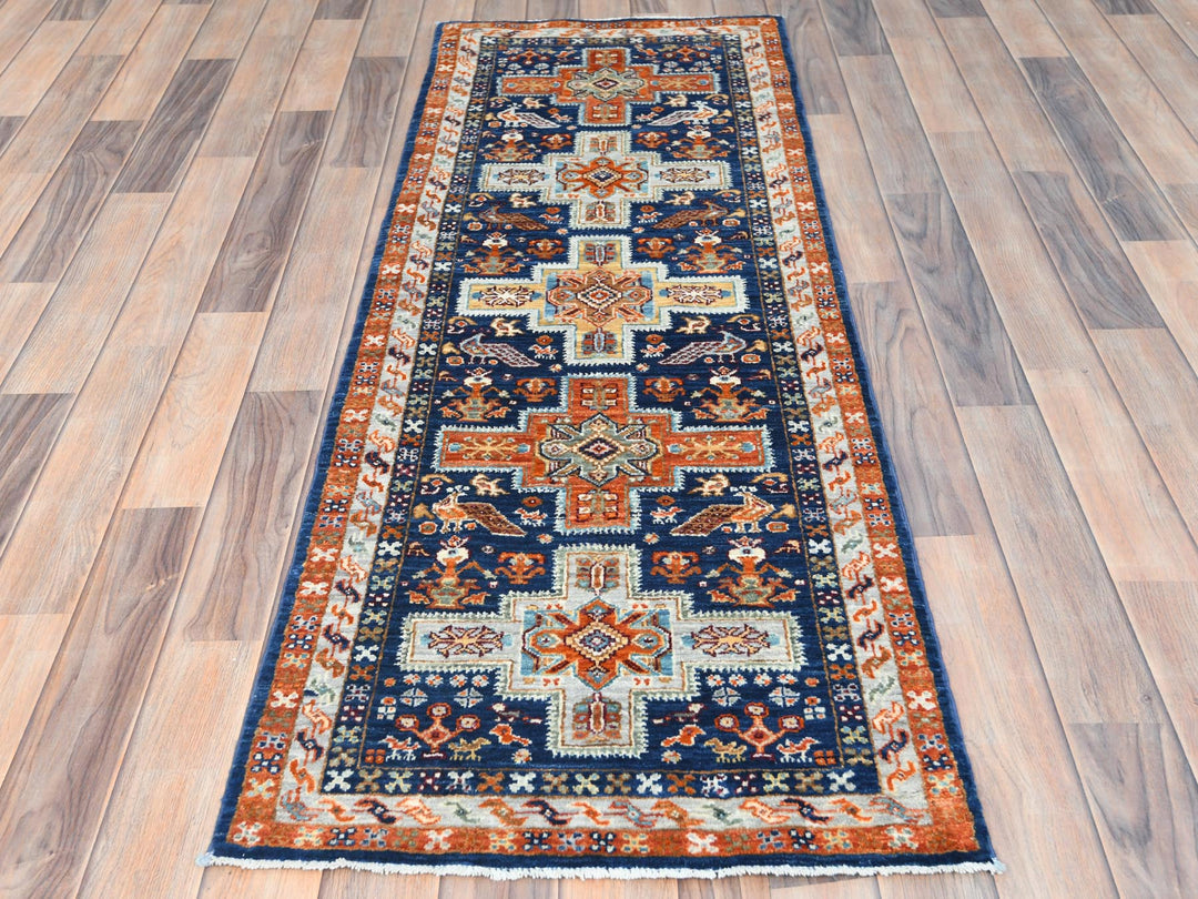2'1" x 5'10" New Hand Knotted Blue Wool Runner Oriental Rug - MOA10285306