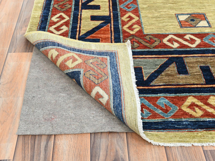 9'0" x 11'7" New Hand Knotted Green Wool Rectangle Oriental Rug - MOA10285309