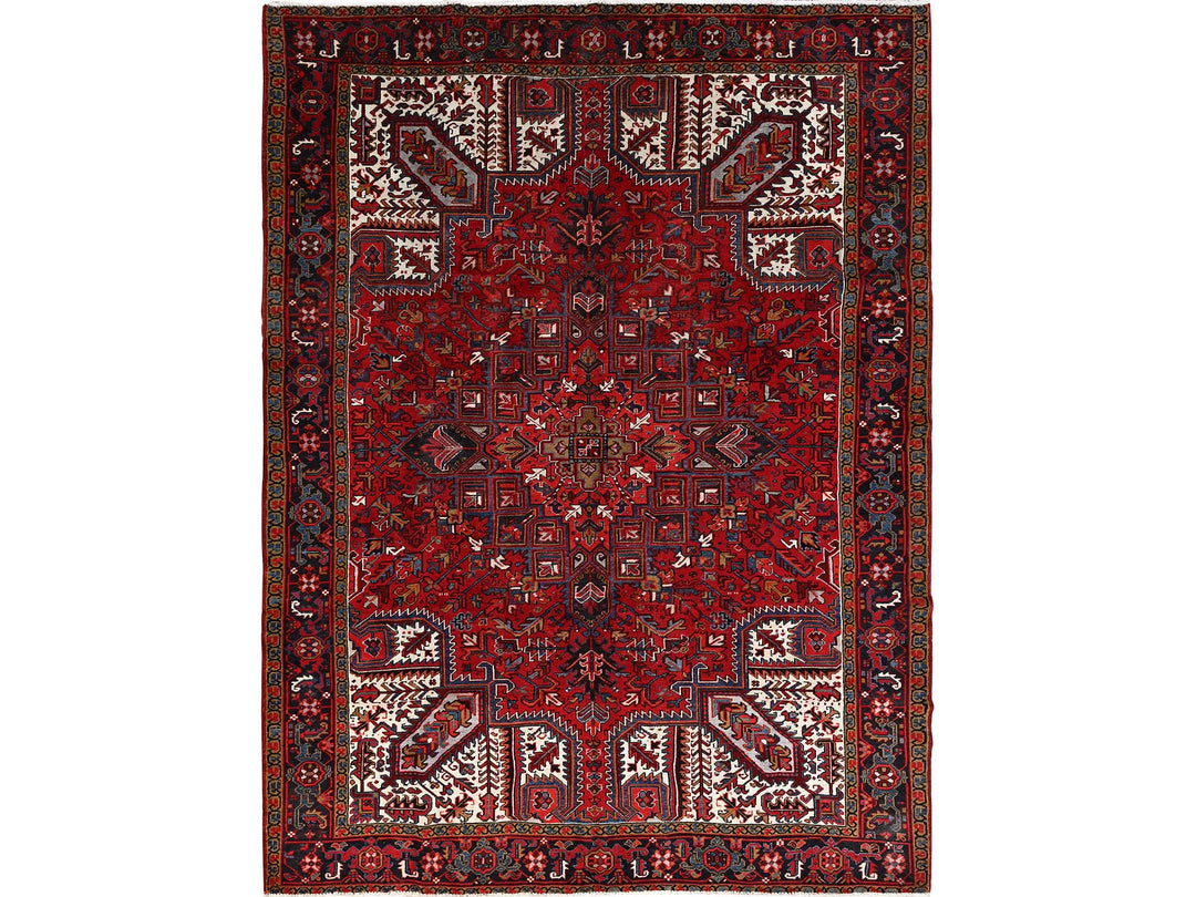 8'0" x 10'8" Vintage Hand Knotted Red Wool Rectangle Oriental Rug - MOA10285313
