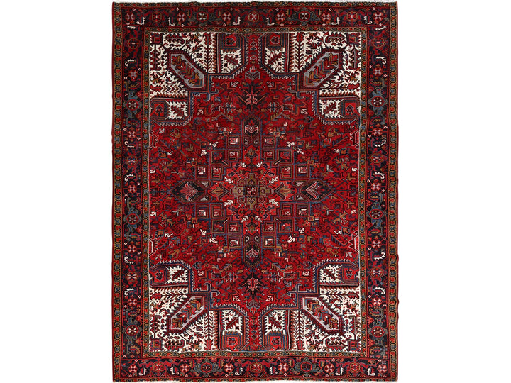 8'0" x 10'8" Vintage Hand Knotted Red Wool Rectangle Oriental Rug - MOA10285313