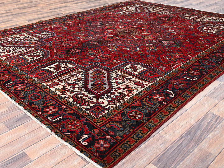 8'0" x 10'8" Vintage Hand Knotted Red Wool Rectangle Oriental Rug - MOA10285313