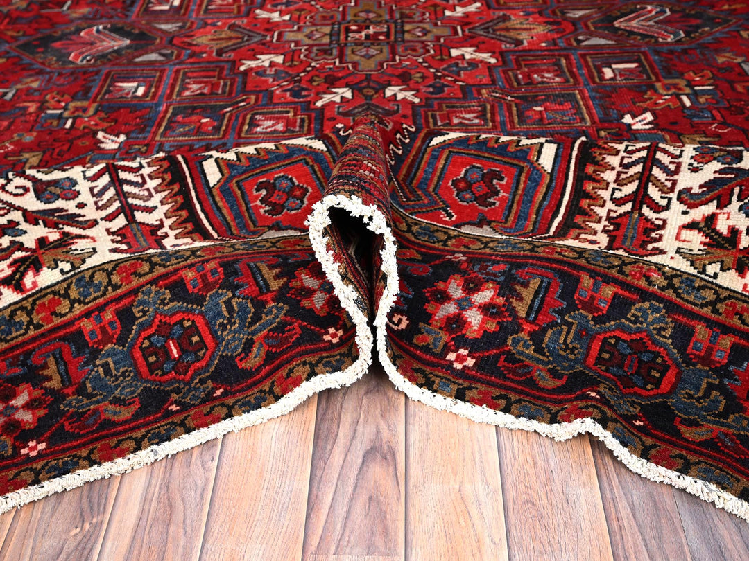 8'0" x 10'8" Vintage Hand Knotted Red Wool Rectangle Oriental Rug - MOA10285313