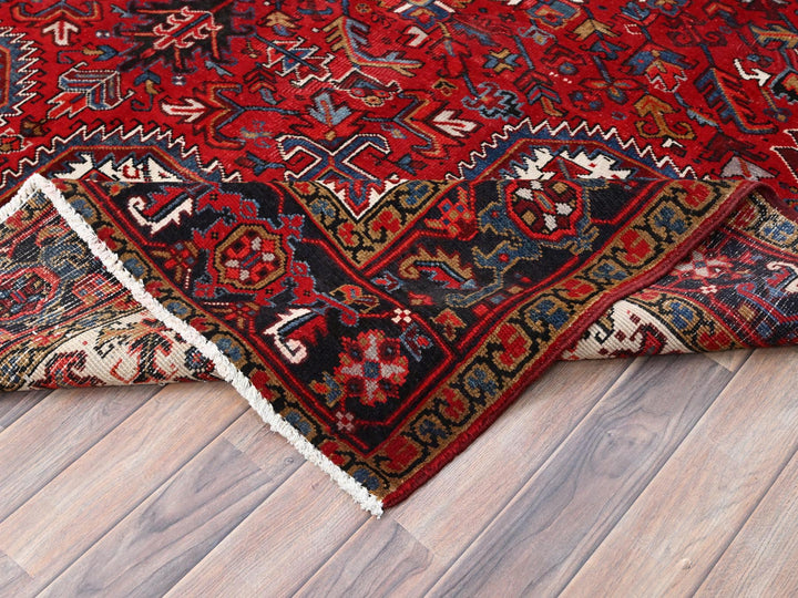 8'0" x 10'8" Vintage Hand Knotted Red Wool Rectangle Oriental Rug - MOA10285313