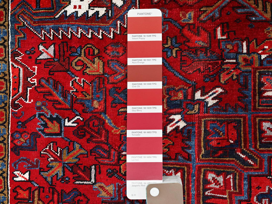 8'0" x 10'8" Vintage Hand Knotted Red Wool Rectangle Oriental Rug - MOA10285313