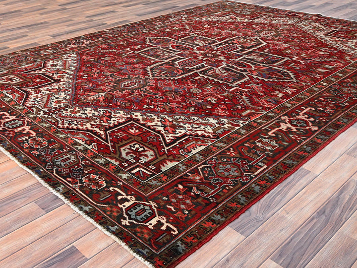 7'9" x 10'10" Vintage Hand Knotted Red Wool Rectangle Oriental Rug - MOA10285339