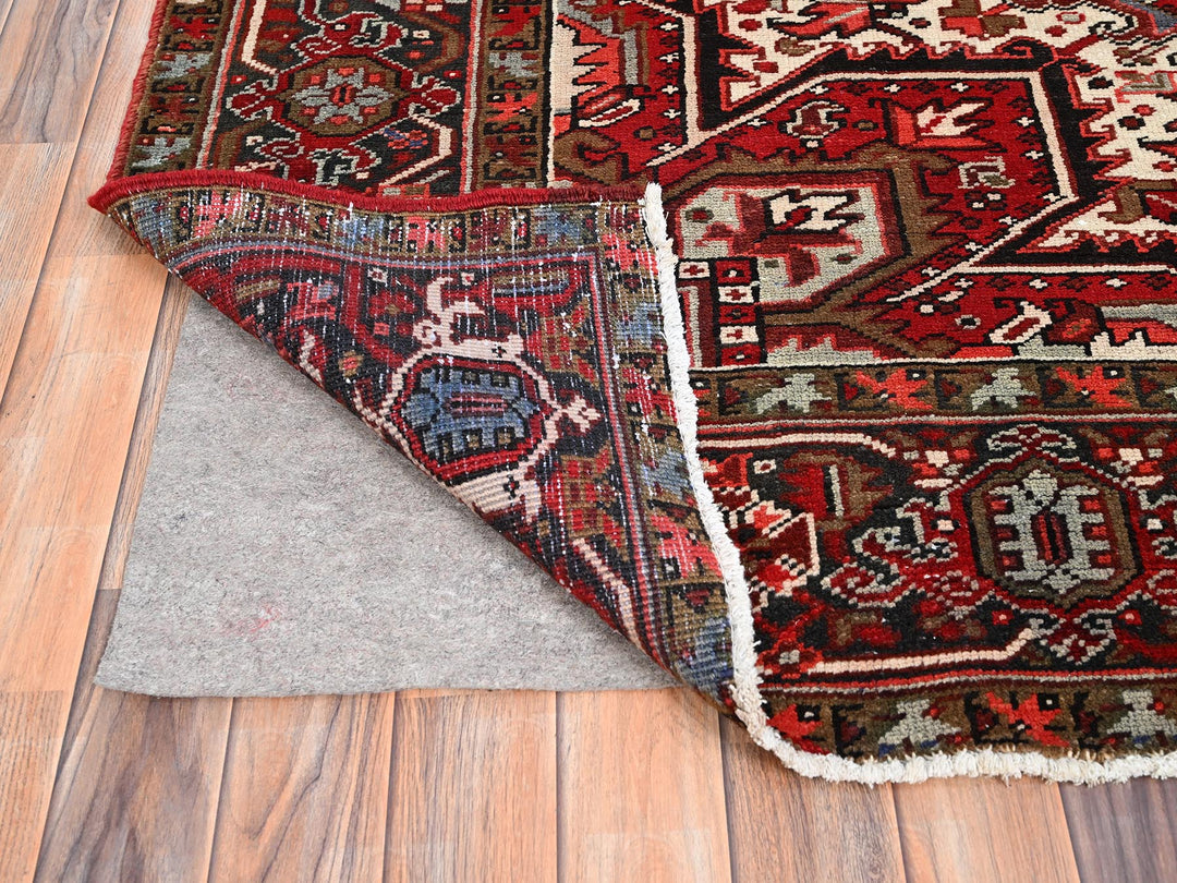 7'9" x 10'10" Vintage Hand Knotted Red Wool Rectangle Oriental Rug - MOA10285339