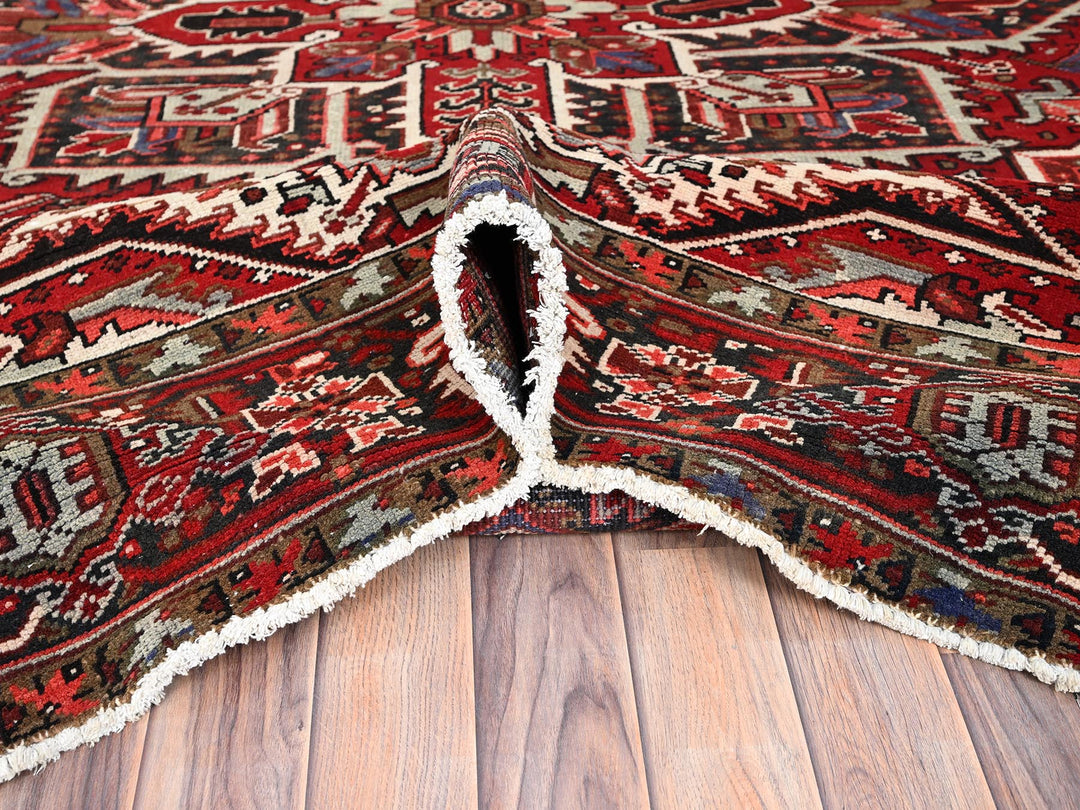 7'9" x 10'10" Vintage Hand Knotted Red Wool Rectangle Oriental Rug - MOA10285339