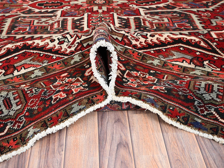 7'9" x 10'10" Vintage Hand Knotted Red Wool Rectangle Oriental Rug - MOA10285339