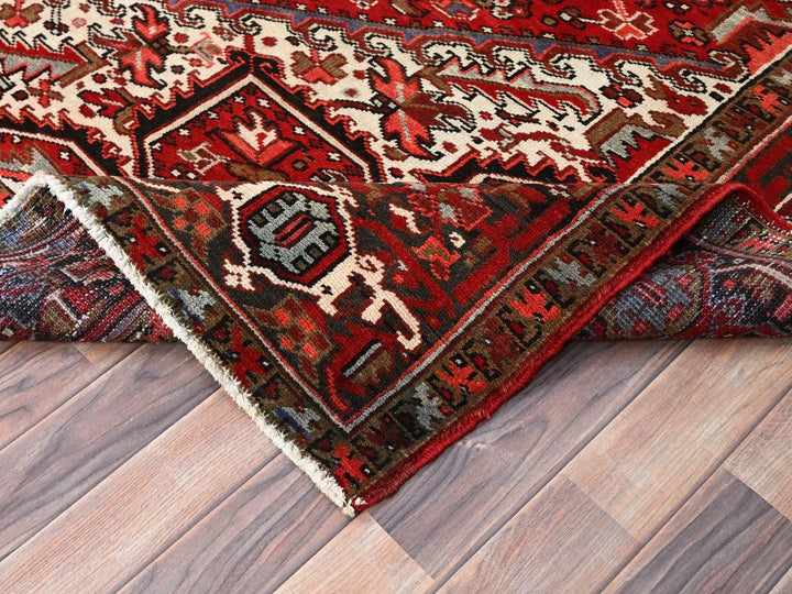 7'9" x 10'10" Vintage Hand Knotted Red Wool Rectangle Oriental Rug - MOA10285339