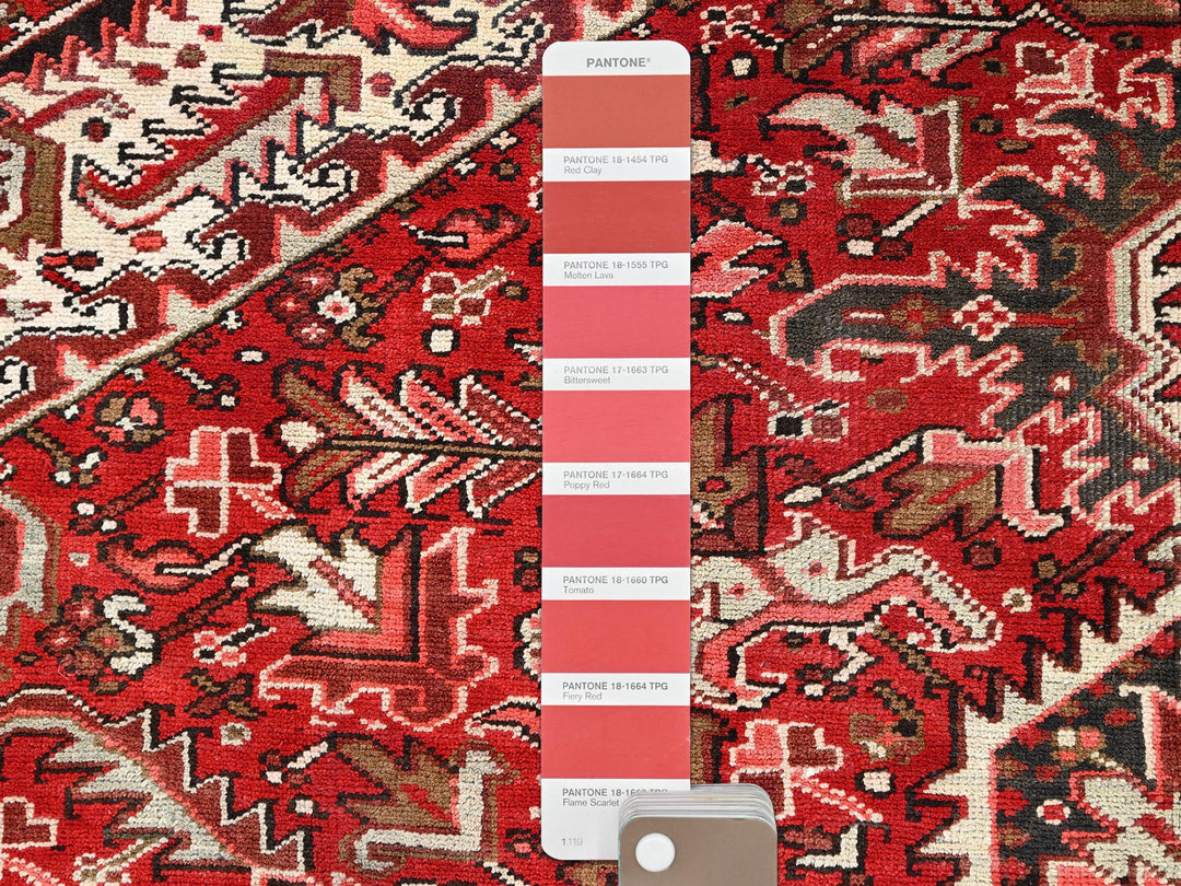 7'9" x 10'10" Vintage Hand Knotted Red Wool Rectangle Oriental Rug - MOA10285339