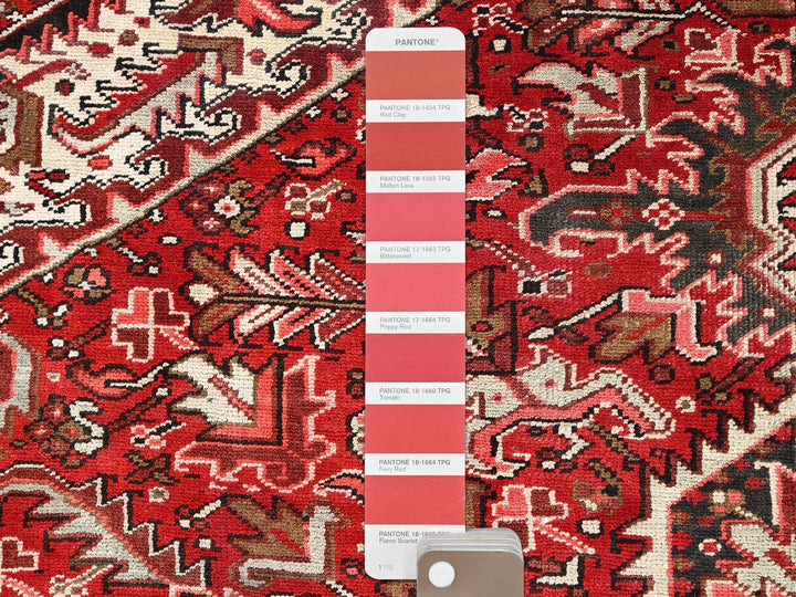 7'9" x 10'10" Vintage Hand Knotted Red Wool Rectangle Oriental Rug - MOA10285339