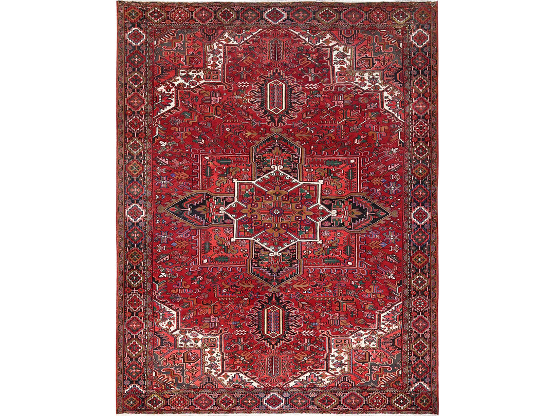 10'1" x 12'9" Vintage Hand Knotted Red Wool Rectangle Oriental Rug - MOA10285382