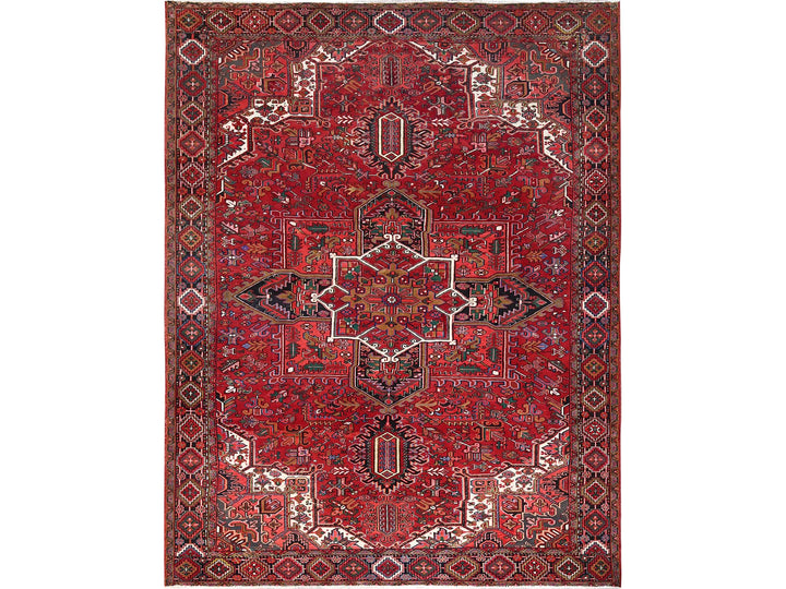 10'1" x 12'9" Vintage Hand Knotted Red Wool Rectangle Oriental Rug - MOA10285382