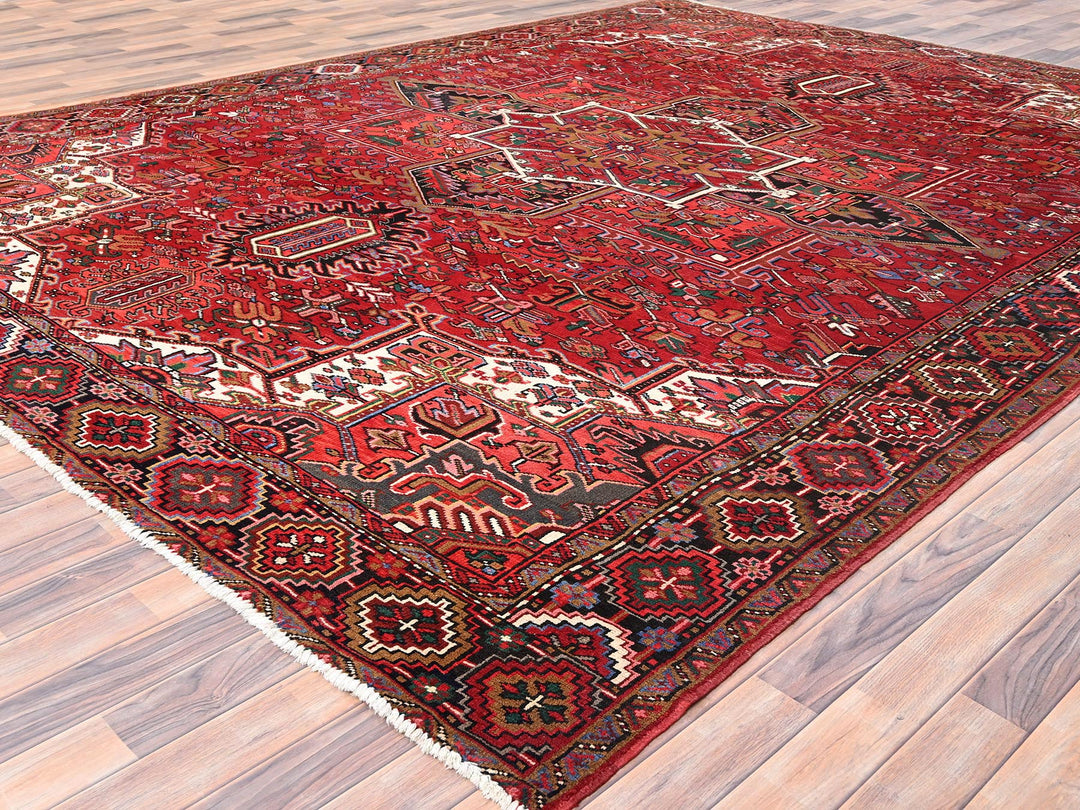 10'1" x 12'9" Vintage Hand Knotted Red Wool Rectangle Oriental Rug - MOA10285382