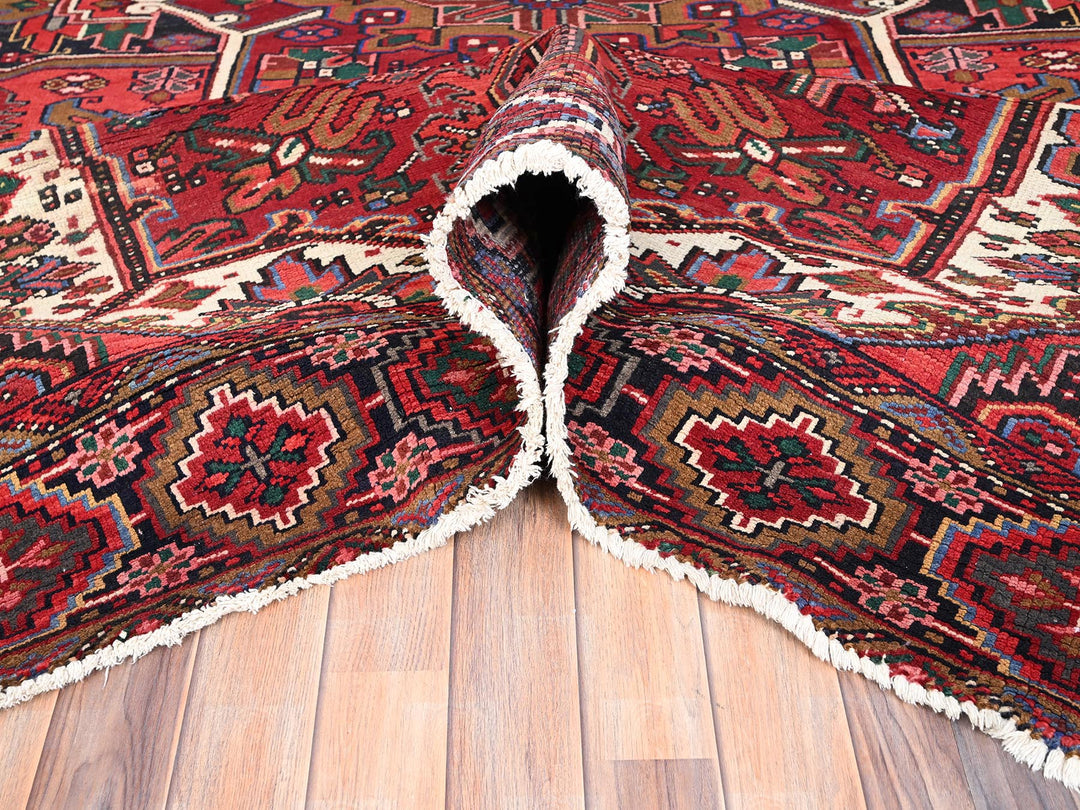 10'1" x 12'9" Vintage Hand Knotted Red Wool Rectangle Oriental Rug - MOA10285382