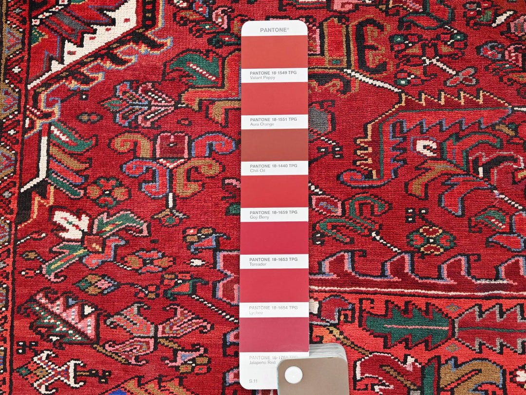 10'1" x 12'9" Vintage Hand Knotted Red Wool Rectangle Oriental Rug - MOA10285382
