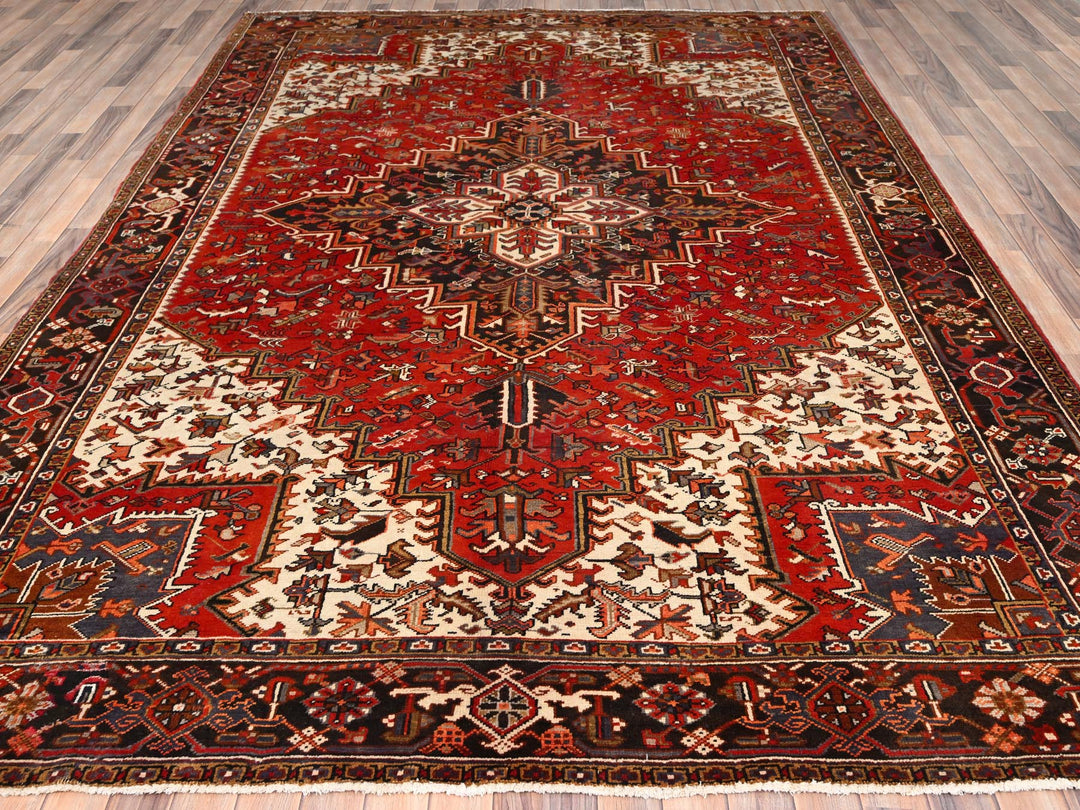 8'3" x 10'10" Vintage Hand Knotted Red Wool Rectangle Oriental Rug - MOA10285385