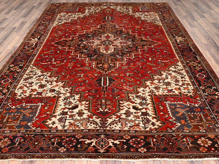 8'3" x 10'10" Vintage Hand Knotted Red Wool Rectangle Oriental Rug - MOA10285385