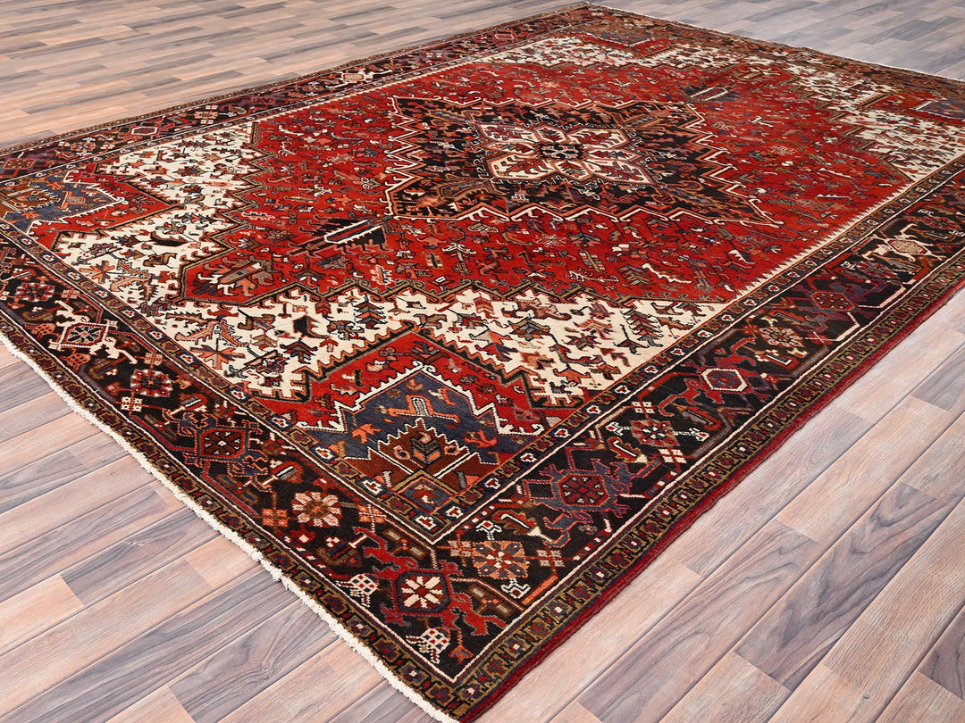 8'3" x 10'10" Vintage Hand Knotted Red Wool Rectangle Oriental Rug - MOA10285385
