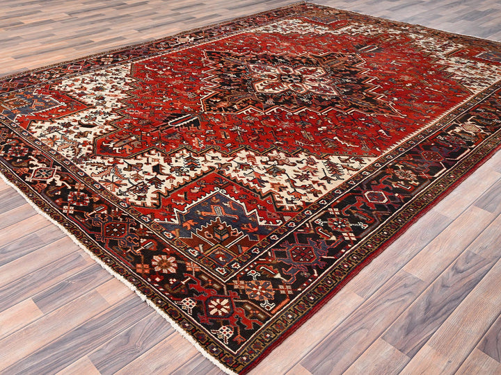 8'3" x 10'10" Vintage Hand Knotted Red Wool Rectangle Oriental Rug - MOA10285385