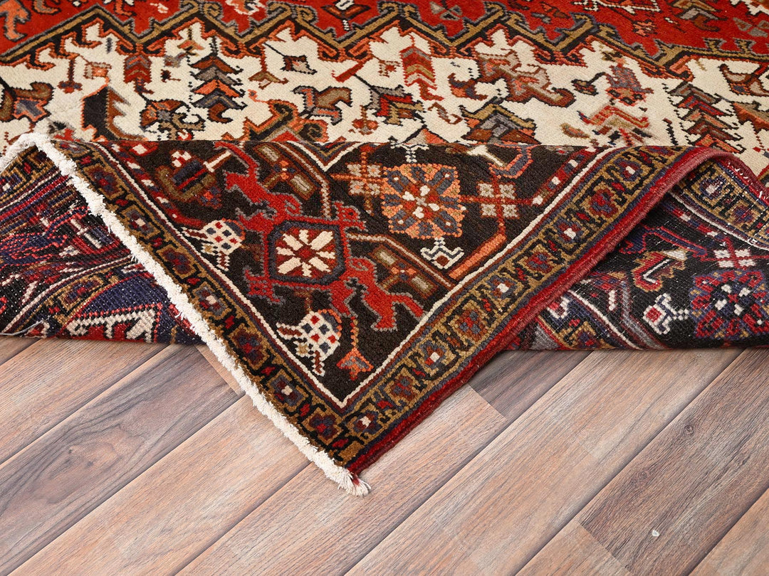8'3" x 10'10" Vintage Hand Knotted Red Wool Rectangle Oriental Rug - MOA10285385
