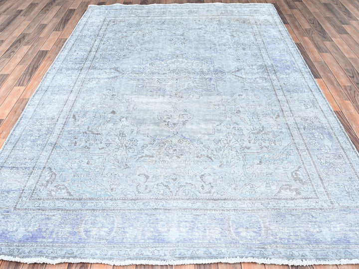6'9" x 9'10" Vintage Hand Knotted Grey Wool Rectangle Oriental Rug - MOA10285397