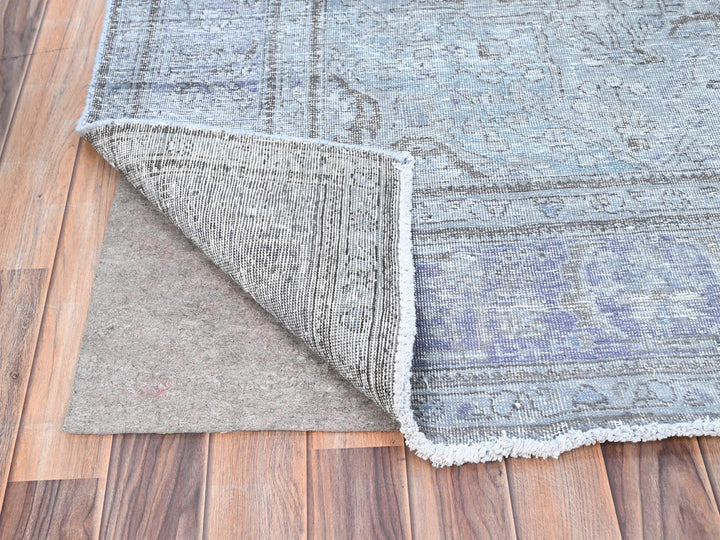 6'9" x 9'10" Vintage Hand Knotted Grey Wool Rectangle Oriental Rug - MOA10285397