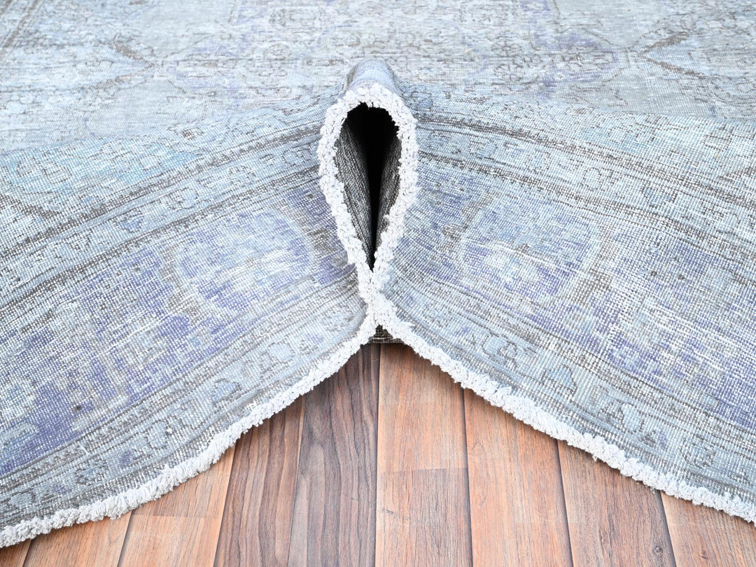 6'9" x 9'10" Vintage Hand Knotted Grey Wool Rectangle Oriental Rug - MOA10285397