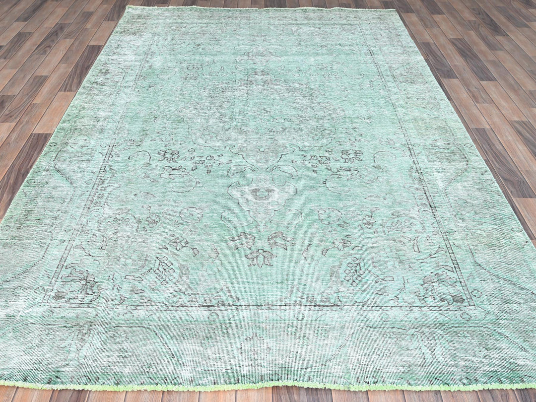 6'2" x 9'3" Vintage Hand Knotted Overdyed Wool Rectangle Oriental Rug - MOA10285398