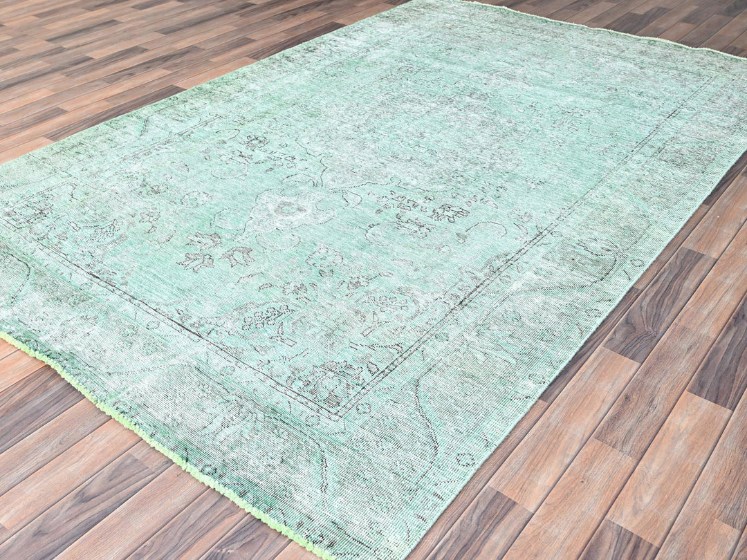 6'2" x 9'3" Vintage Hand Knotted Overdyed Wool Rectangle Oriental Rug - MOA10285398