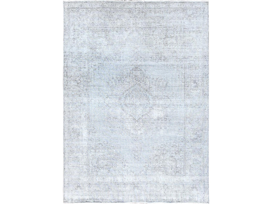 6'6" x 9'6" Vintage Hand Knotted Grey Wool Rectangle Oriental Rug - MOA10285402